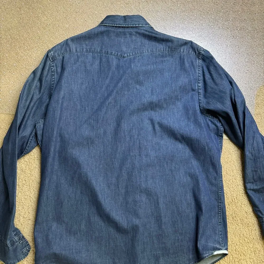 BANANA REPUBLIC JEAN BLUE LONG SLEEVE COLLARED SHIRT WORK XL EXTRA LARGE 17 1/2